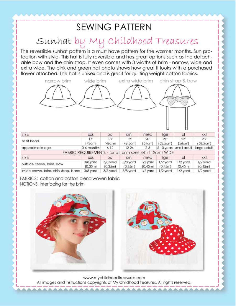 hat sewing pattern, kids hat pattern, ladies hat pattern