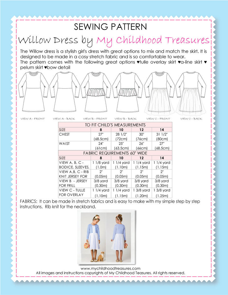 WILLOW - Girls Dress Patterns - Stretch