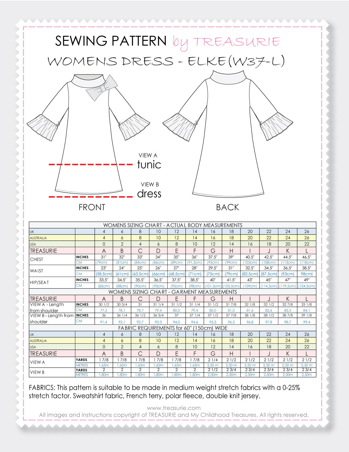 Elke Womens Dress Pattern TREASURIE Elke Womens Dress Pattern TREASURIE