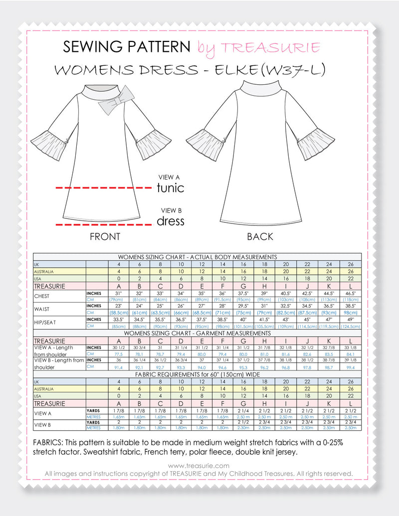 ELKE - Womens Dress Pattern (W37-L)