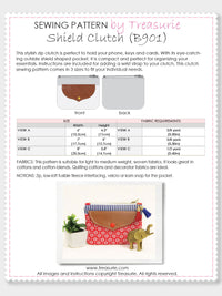 (B901) Clutch Pattern, Purse Pattern - SHIELD