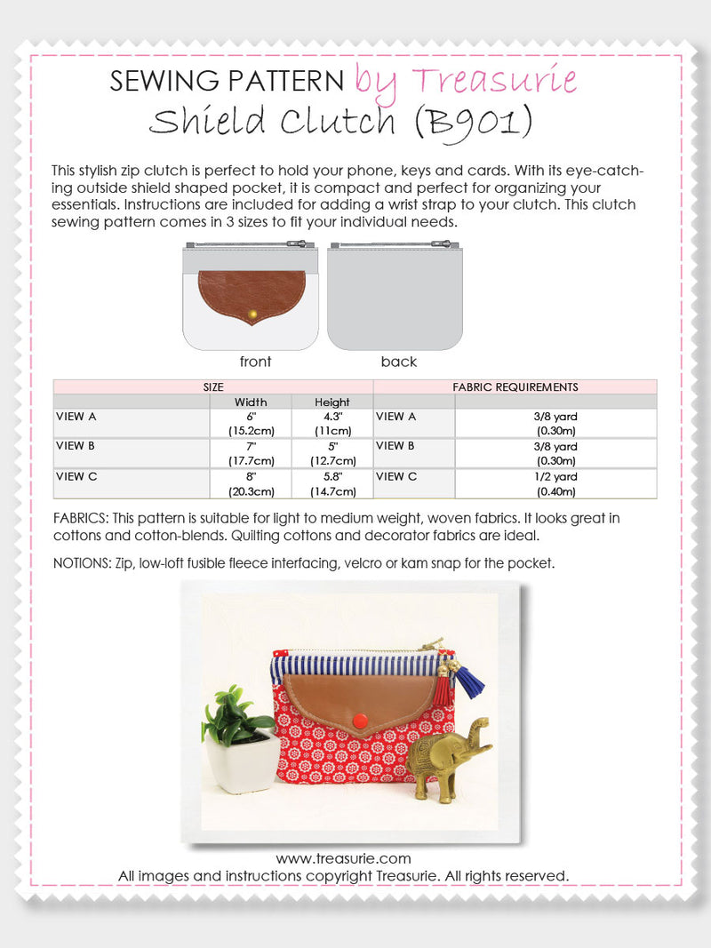 (B901) Clutch Pattern, Purse Pattern - SHIELD