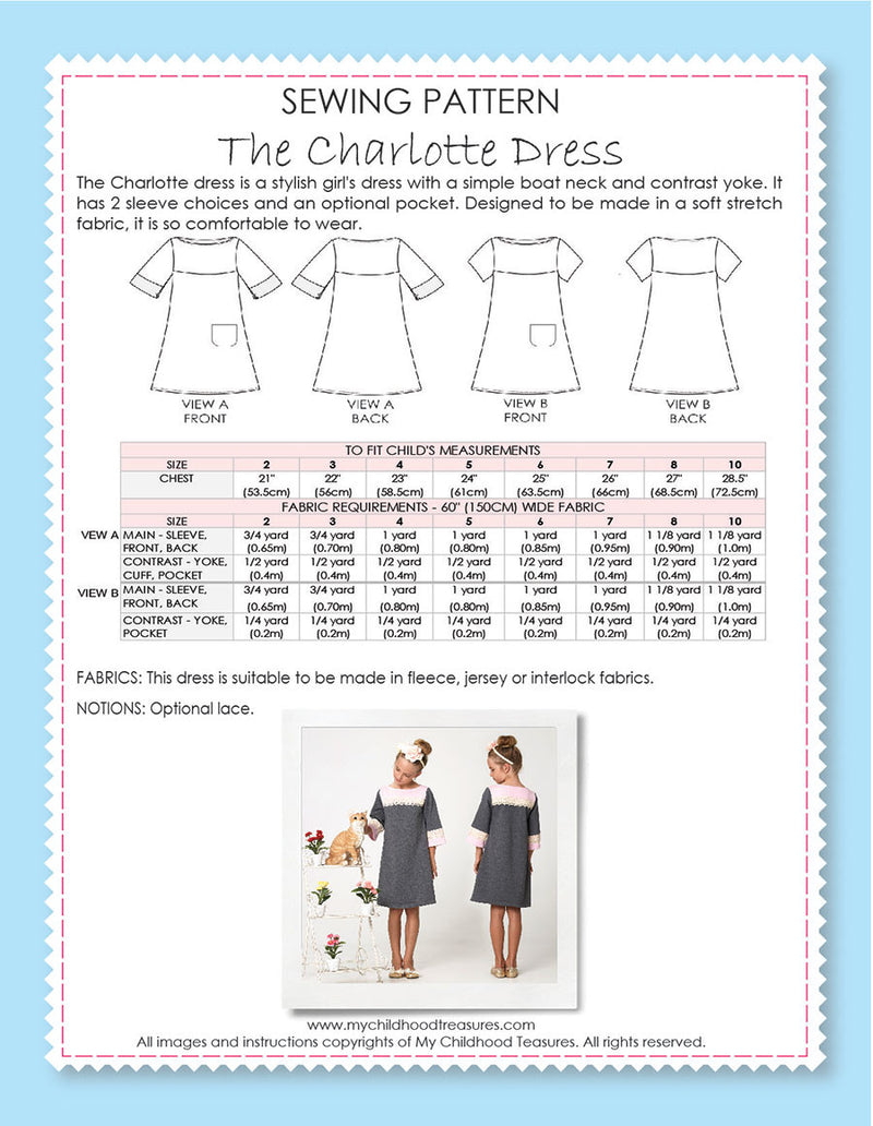 CHARLOTTE - Girls Dress Patterns