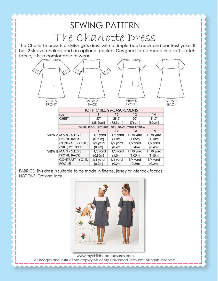 CHARLOTTE - Girls Dress Patterns TREASURIE CHARLOTTE - Girls Dress Patterns TREASURIE