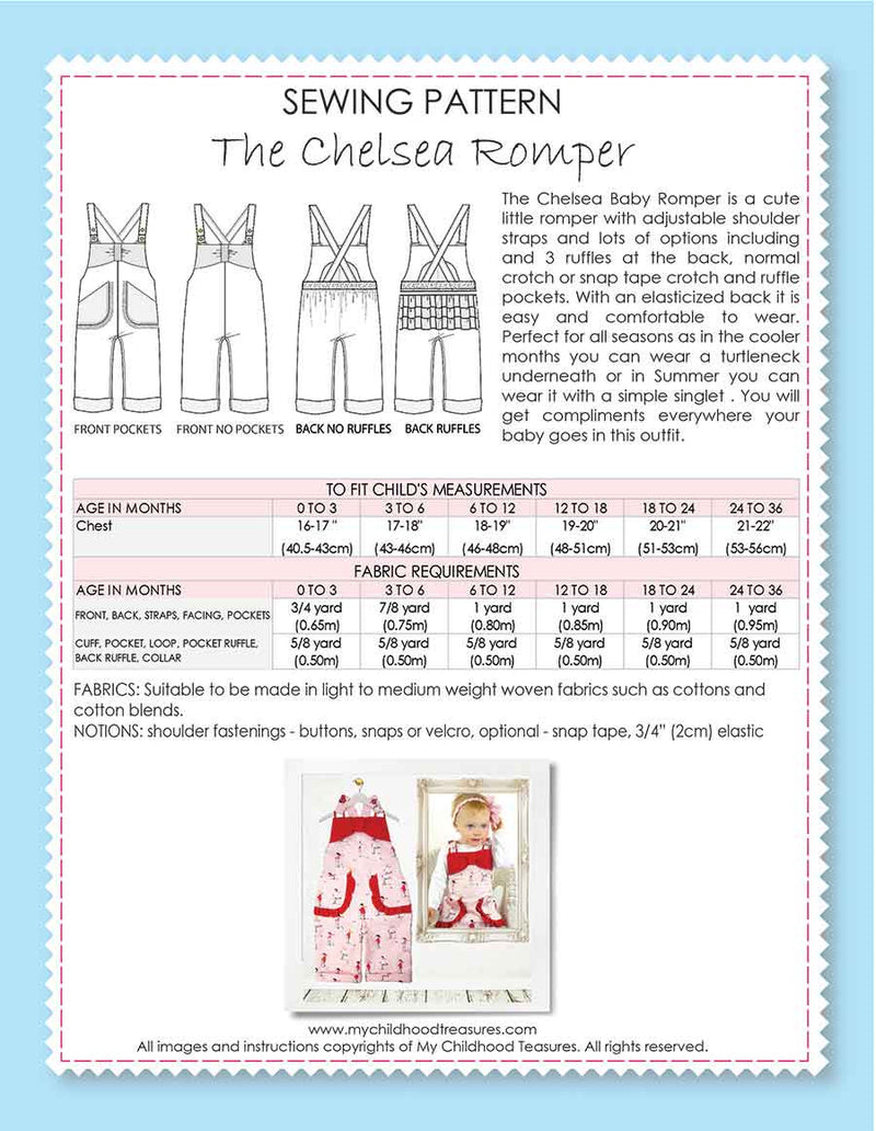 CHELSEA - Baby Ruffle Romper Pattern (0-36M)