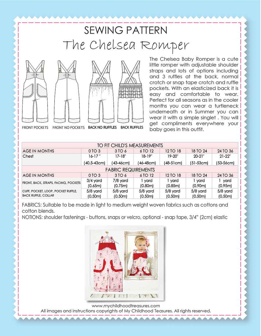 Chelsea Baby Romper Sewing Pattern – TREASURIE