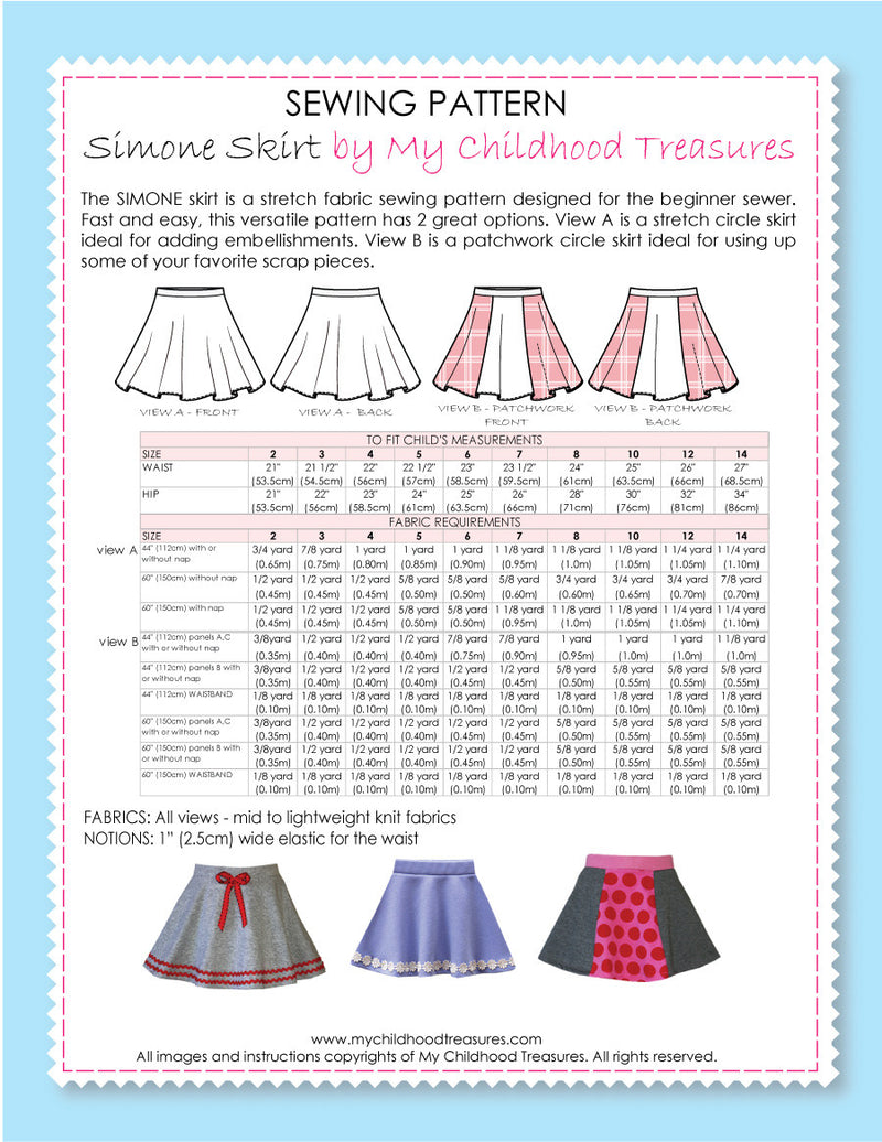 SIMONE - Easy Girls Circular Skirt Sewing Pattern - Stetch