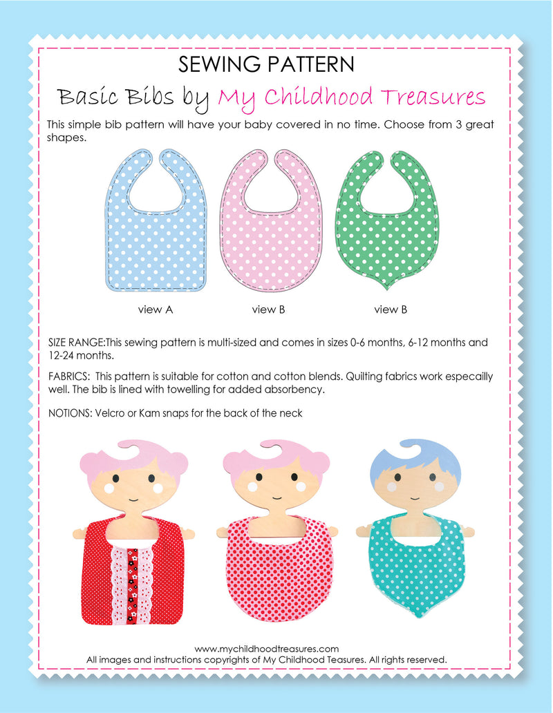3 Basic Bibs Sewing Pattern TREASURIE