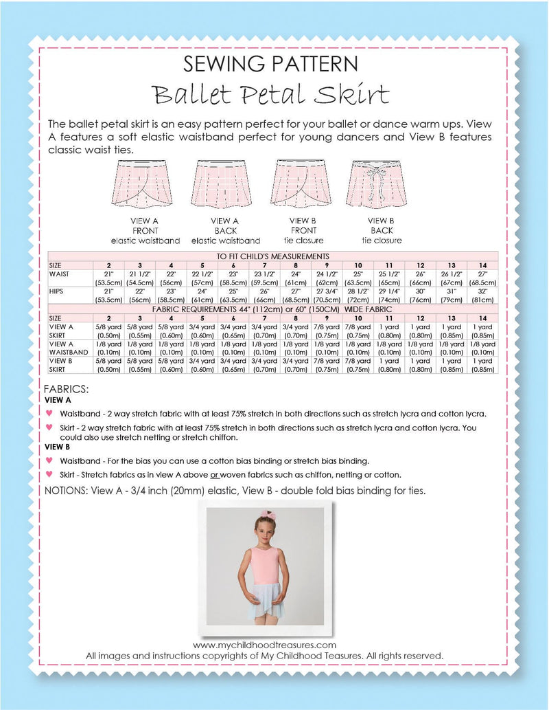 Ballet Skort Pattern Girls Ballet Skirt Sewing Pattern – TREASURIE