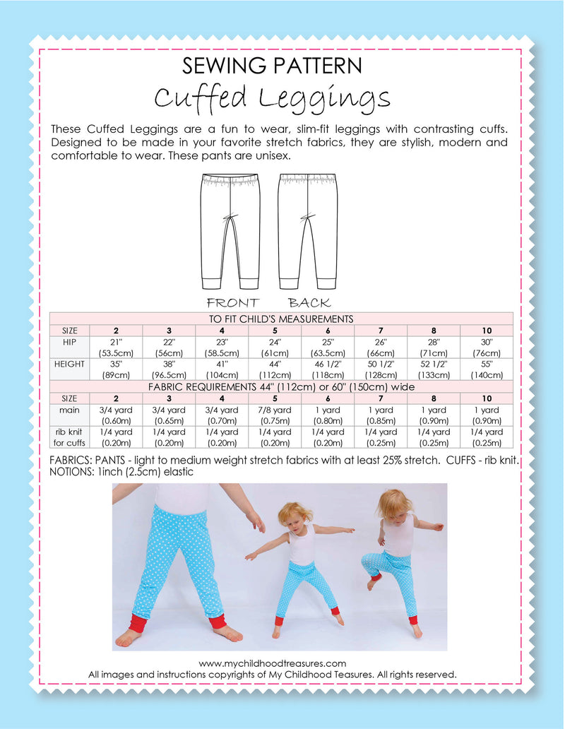 Girls Leggings Flares PDF pattern Sizes 98 - 134 Milla