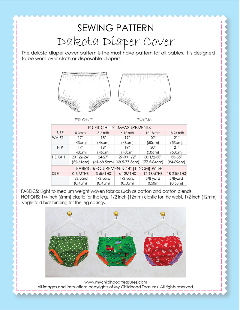 Diaper cover sewing pattern by MCT