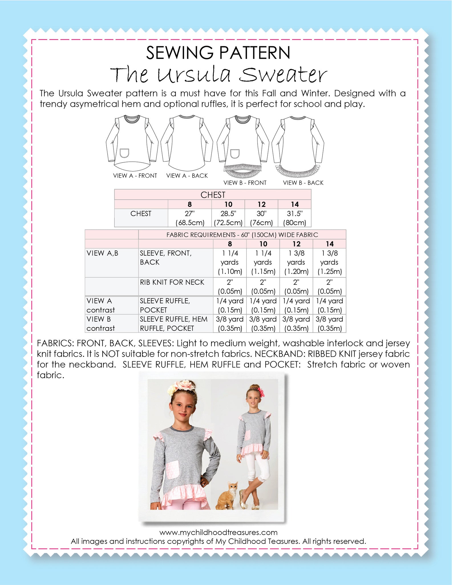 Ursula Girls Top Sewing Pattern TREASURIE