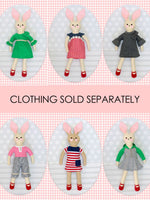 doll sewing pattern, rabbit doll pattern, softie sewing pattern