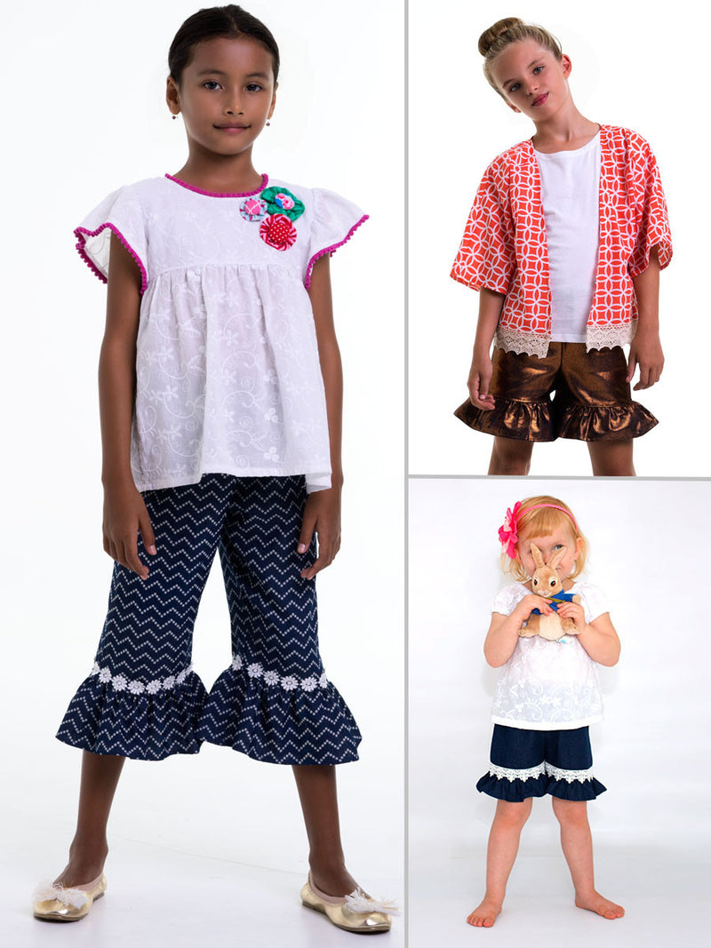 Karas Triple Ruffle Pants and Capris Sizes NB to 8 Kids and Dolls PDF  Pattern