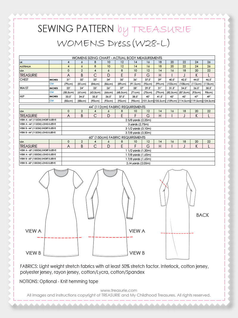 womens dress pattern w28