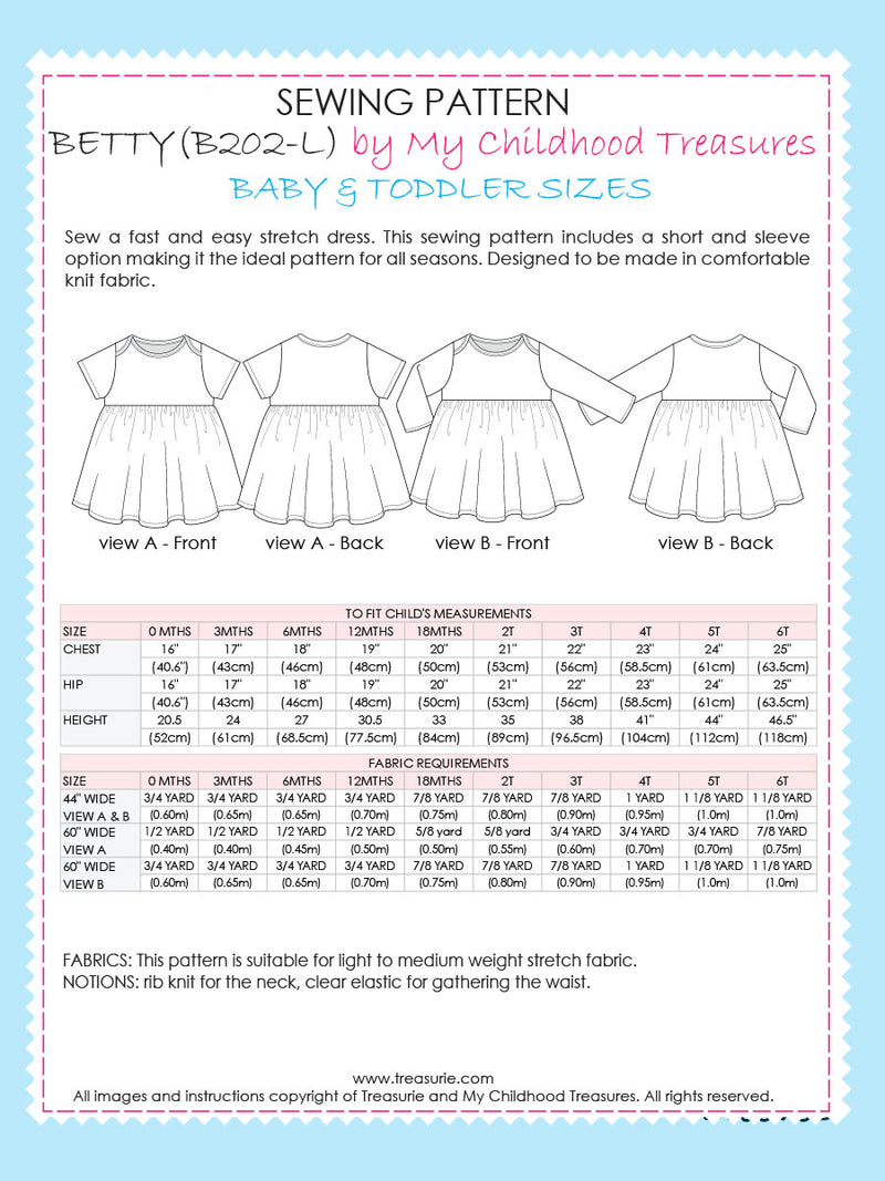 BETTY - Girls Dress Patterns (0-6T)