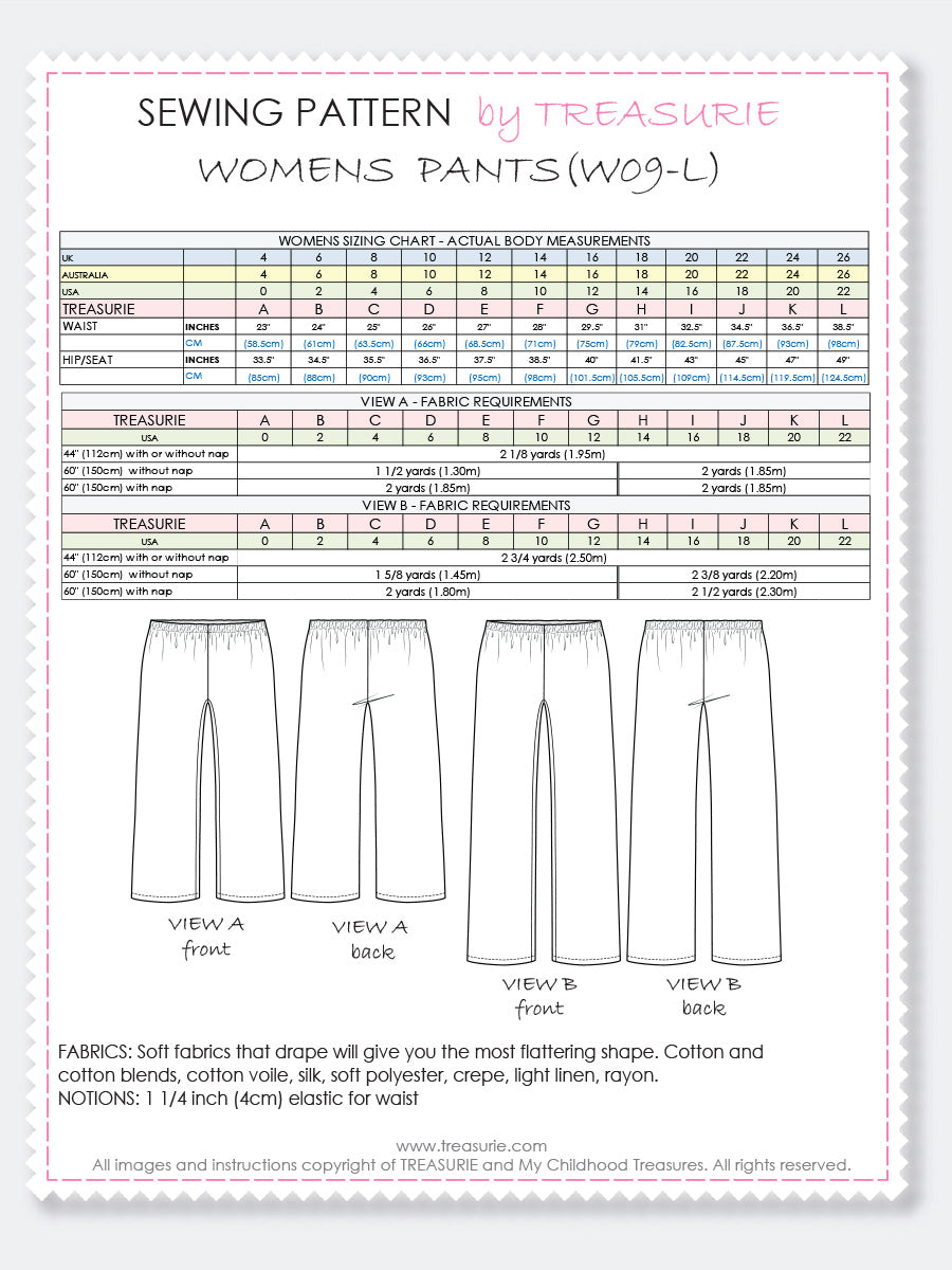 Womens Pants Patterns - W09 – TREASURIE