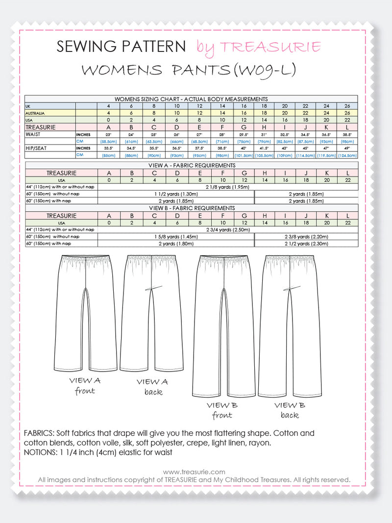 Lounge Pants Pattern - WOMENS  (W09-L)